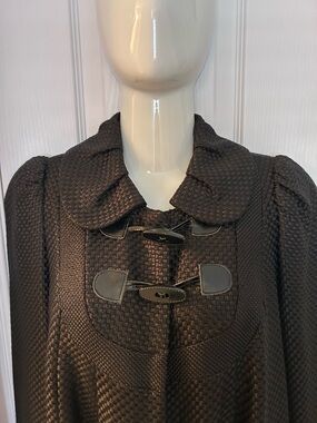 French Connection Vintage 1995 Black Textured Toggle Cape Coat